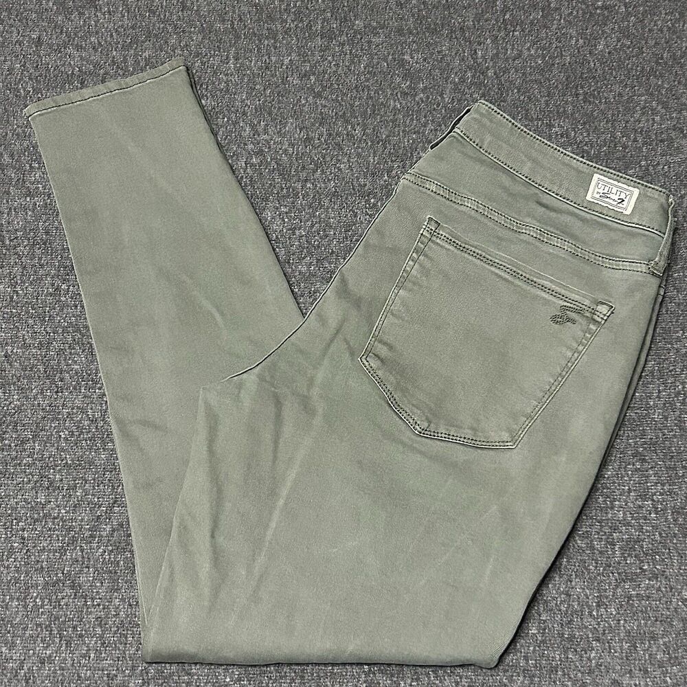Seven7 Women's Utility Ankle Skinny Jeans Agave Green Denim Sz 12 (33x27.5)